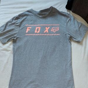Fox Heather Gray Tee with Neon Orange Accents Medium